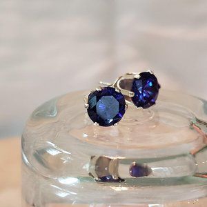 8mm Tanzanite and Sterling Silver Studs- EUC